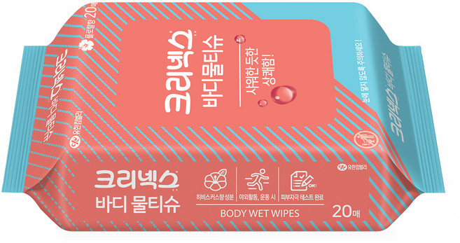 크리넥스 바디 물티슈 리필형 랜덤 발송, 20매입, 1개