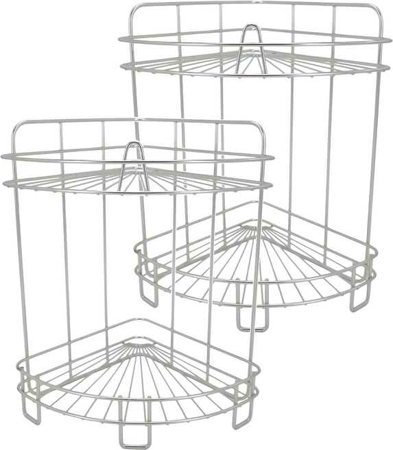 綠舍家居 精緻高級不銹鋼雙層轉角架, 銀色, 2個