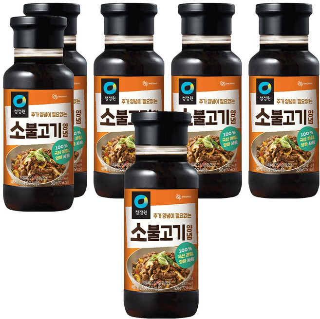 청정원 명가 소불고기 양념, 500g, 6개