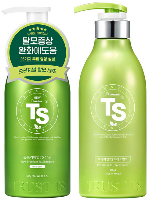 TS 뉴 프리미엄 샴푸 500g + 프리미엄 트리트먼트 500ml 세트, 1세트