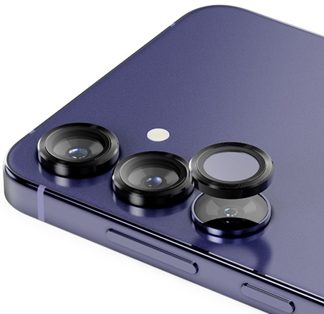 신지모루 AR 빛번짐방지 메탈 프레임 링 카메라 렌즈 강화유리 휴대폰 액정보호필름 세트 블랙, 1개