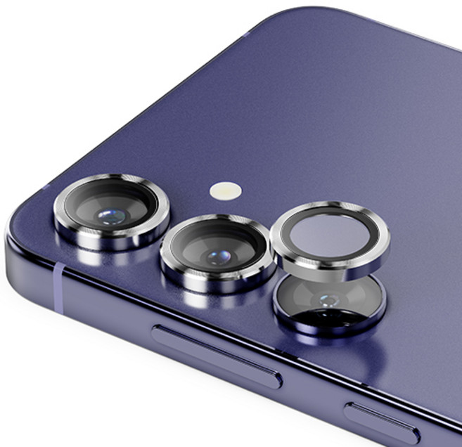 신지모루 AR 빛번짐방지 메탈 프레임 링 카메라 렌즈 강화유리 휴대폰 액정보호필름 세트 실버, 1개