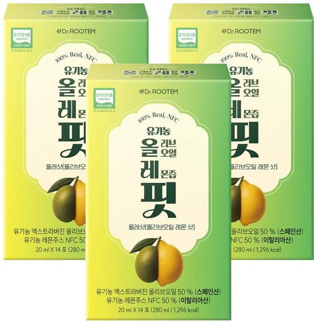 닥터루템 유기농 엑스트라버진 올리브오일 레몬즙 핏, 14회분, 280ml, 3개
