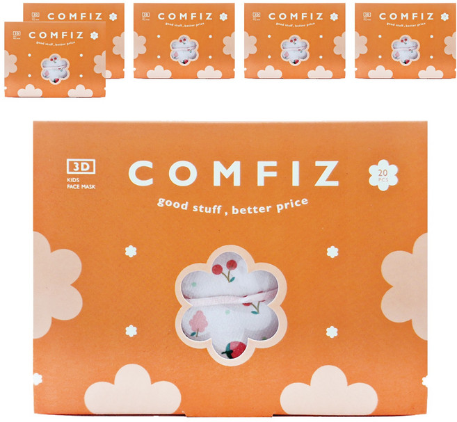 COMFIZ 康菲 小童3D醫療口罩 3~7歲, 6盒, 草莓甜不甜, 20片