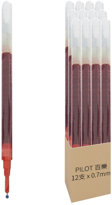 PILOT 百樂 按鍵鋼珠筆芯 0.7mm BXS-V7RT-R, 紅色, 12支
