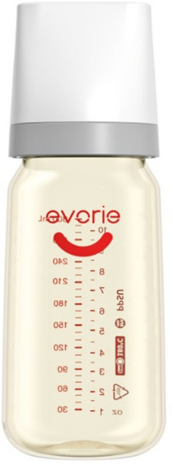 evorie 愛得利 PPSU寬口徑奶瓶 300mL 適用於6個月以上, 白色 + 透明, 1個