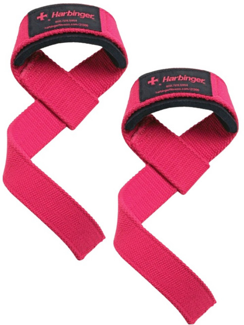하빈져 패디드 코튼 리프팅 헬스 스트랩, 핑크, 1세트