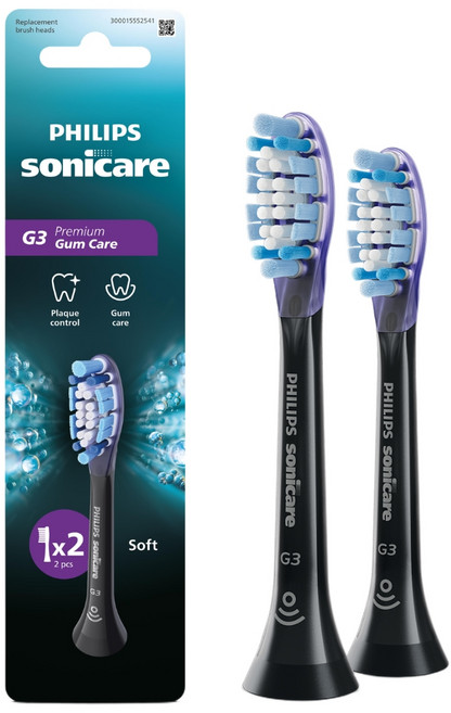 PHILIPS 飛利浦 韓國 G3 高級牙齦護理牙刷刷頭 黑色, 2個, HX9052/91
