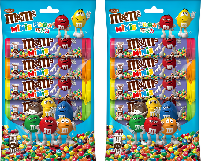 m&m's 迷你糖衣巧克力 牛奶口味, 175g, 2袋