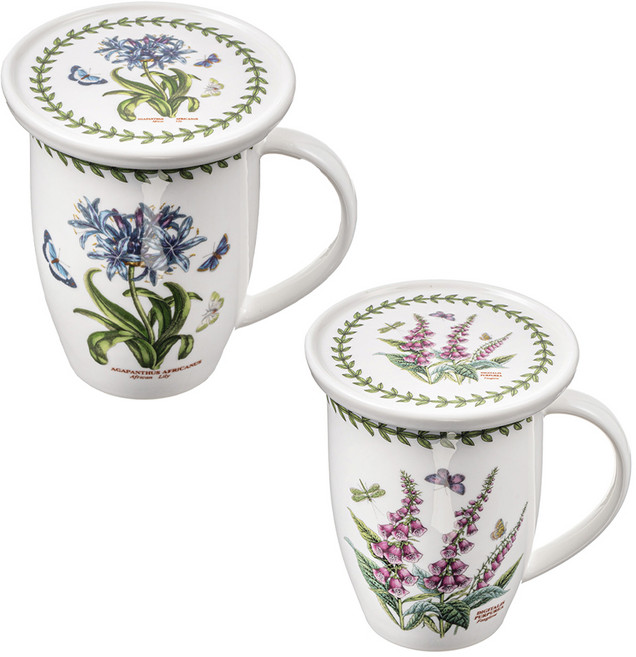 포트메리온 보타닉가든 머그컵2p + 코스터 뚜껑2p, 아프리칸릴리, 폭스글로브, 1세트