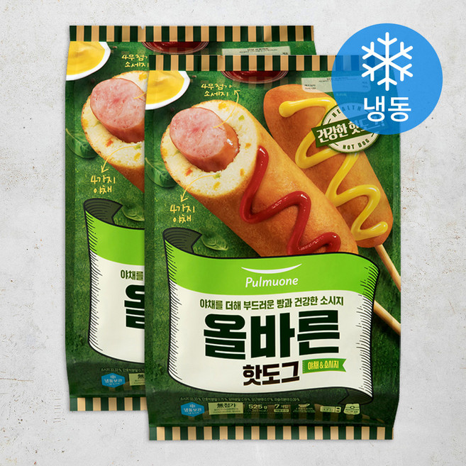 풀무원 올바른 핫도그 개별 (냉동), 75g, 7개입, 2개