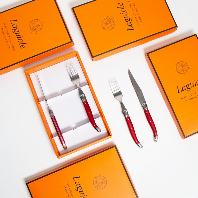 장네론 라귀올 디너 커트러리 세트 2p, 레드, 스푼 + 포크, 1세트