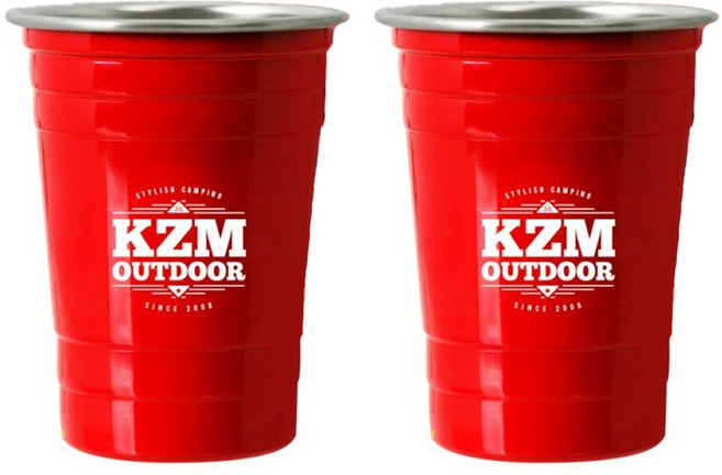 KZM OUTDOOR酷樂杯2入組 500ml 不鏽鋼冷水杯, 紅色, 1組