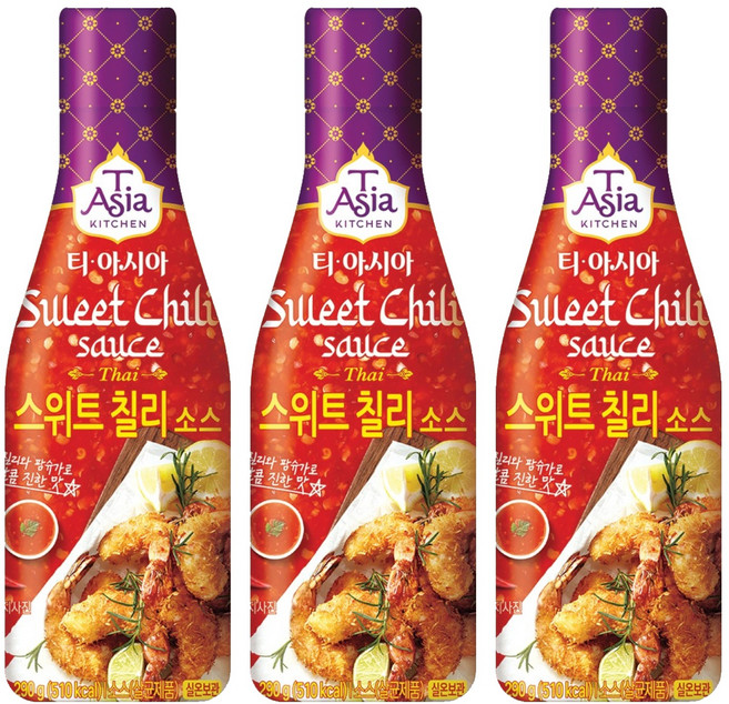 티아시아키친 스위트 칠리 소스, 290g, 3개