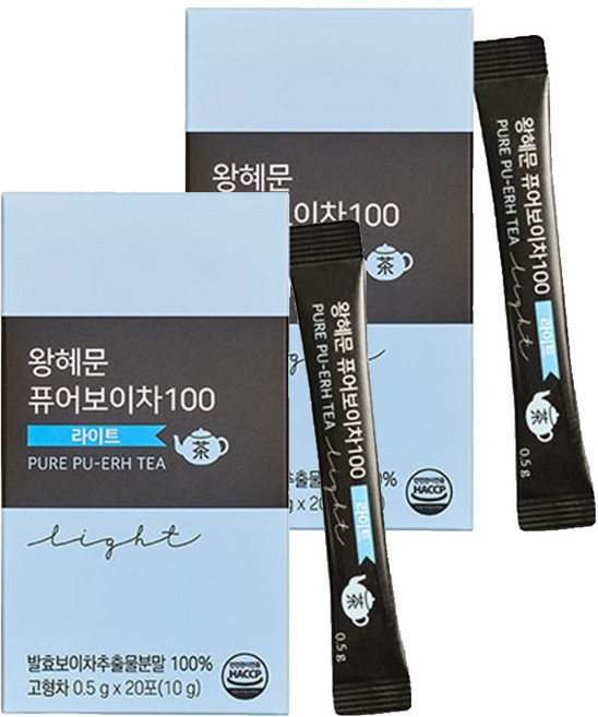 비엘 왕혜문 퓨어보이차100 라이트, 500mg, 20개입, 2개
