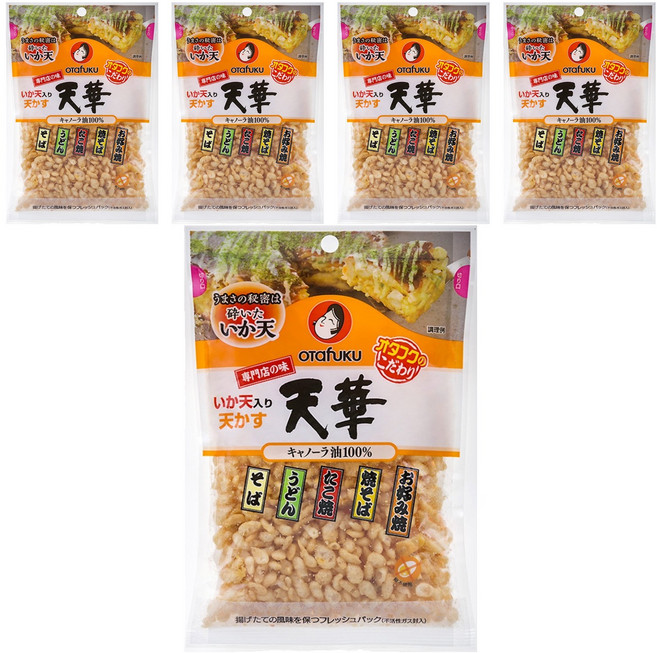 오타후쿠 이카텐 텐까스 오징어맛 우동 후레이크, 5개, 50g