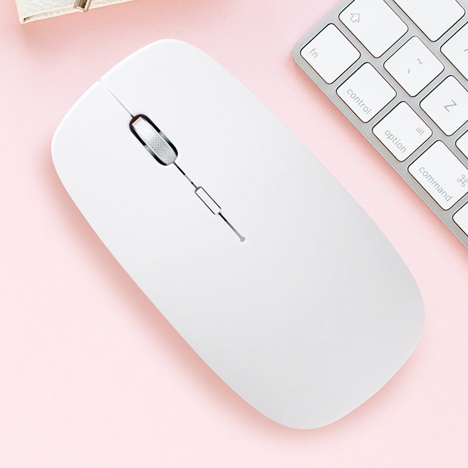 홈플래닛 저소음 슬림 메탈 휠 무선 마우스, HP-04, 화이트