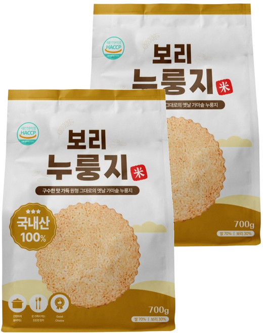매홍 국내산 보리 누룽지, 2개, 700g
