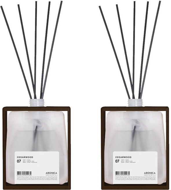 아로니카 내츄럴 우드 다크 코팅 프레임 챕터 디퓨저, 시더우드, 200ml, 2개