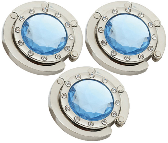 라이프플러스 크리스탈 블링블링 휴대용 가방걸이, 오션블루, 3개