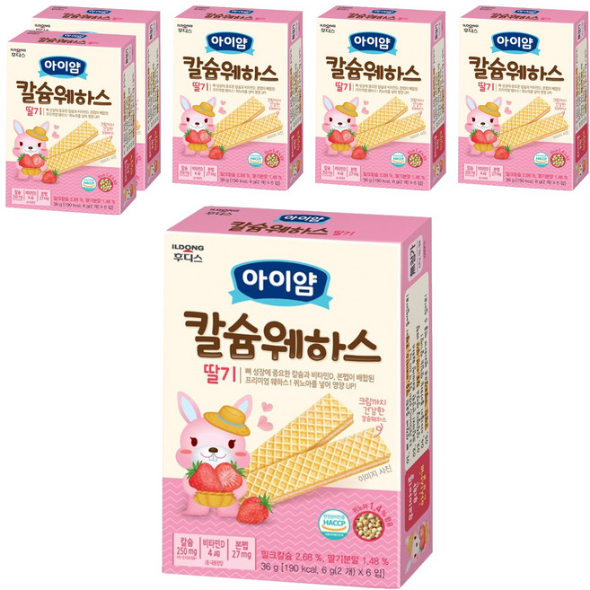 아이얌 칼슘웨하스, 딸기, 36g, 6개