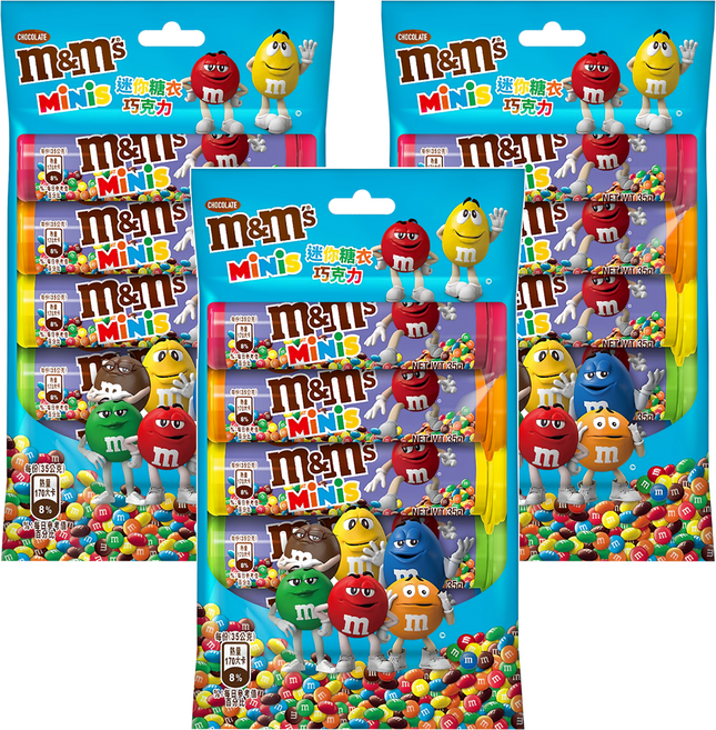m&m's 迷你糖衣巧克力 牛奶口味, 175g, 3袋