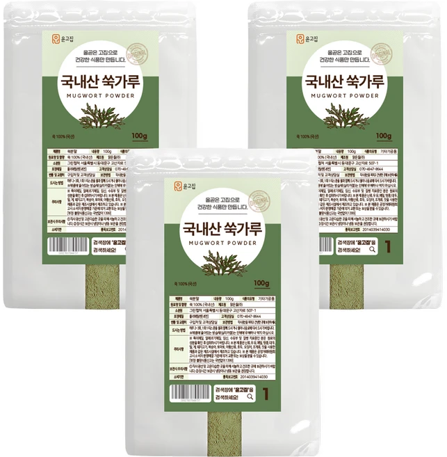 윤고집 쑥가루, 100g, 3개 - 쿠팡