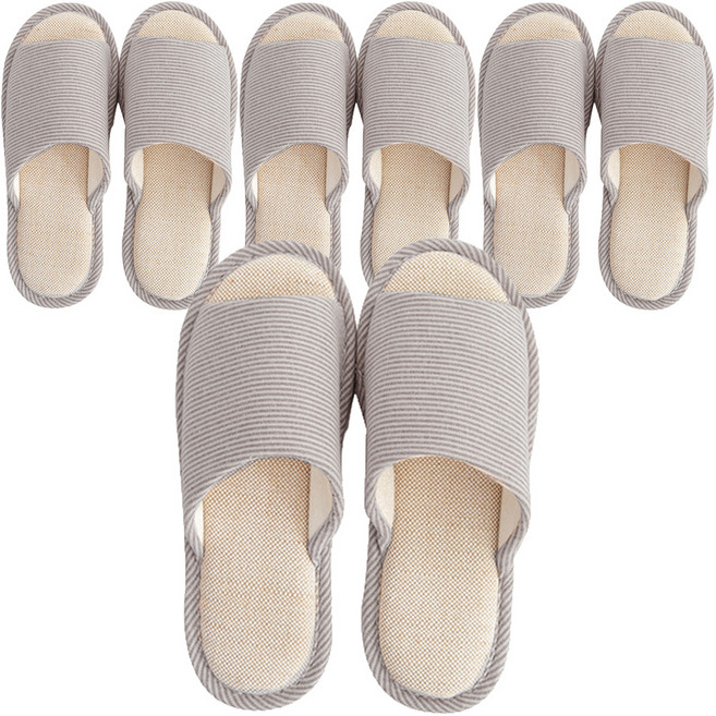 에버하우스 베이직 린넨 스트라이프 거실화, 브라운, 4개