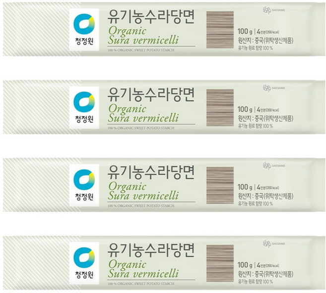 청정원 유기농 수라당면, 100g, 4개