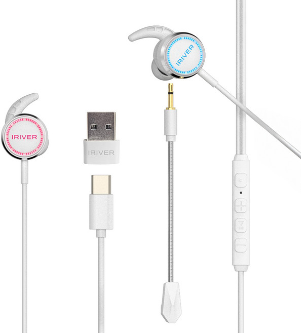 아이리버 7.1 C타입 USB 유선 탈부착 마이크 게이밍 이어폰, IGE-909C, 화이트