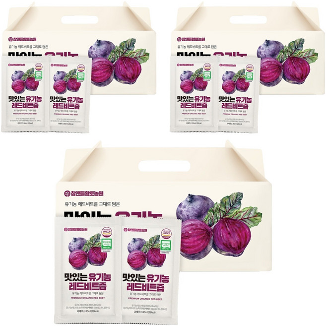 참앤들황토농원 자연을 담은 맛있는 레드비트즙, 2.4L, 3개