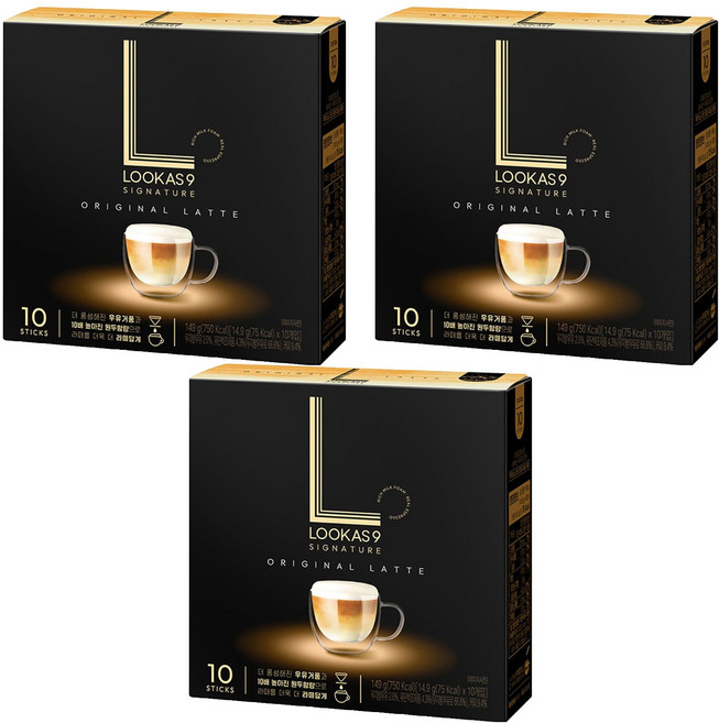 루카스나인 시그니처 오리지널 라떼 커피믹스, 14.9g, 10개입, 3개