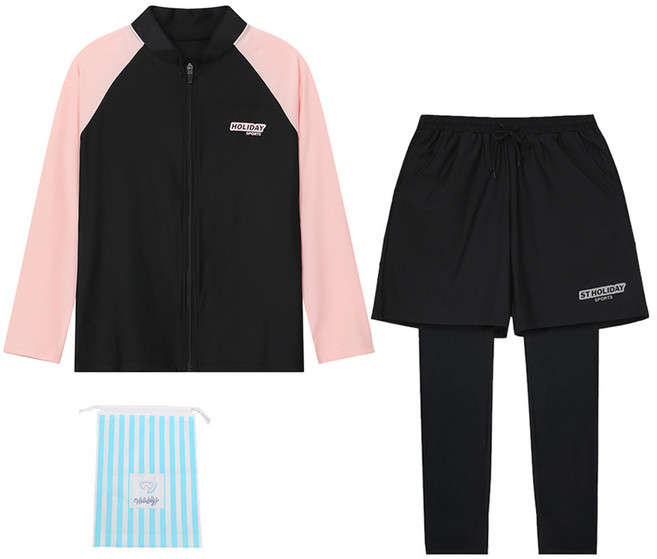 에스티홀리데이 아동용 집업 래쉬가드 + 이중워터 레깅스 + 비치백 세트 C255-05