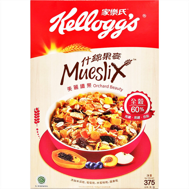 Kellogg's 家樂氏 Mueslix 什錦果麥 美麗纖果, 375g, 1盒