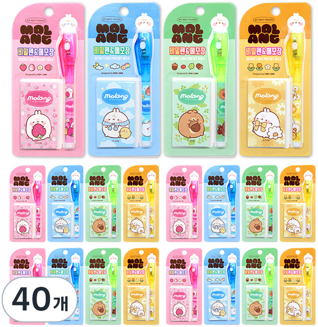 팝콘팬시 몰랑 비밀펜 메모장 문구세트 6탄, 랜덤 발송, 40개