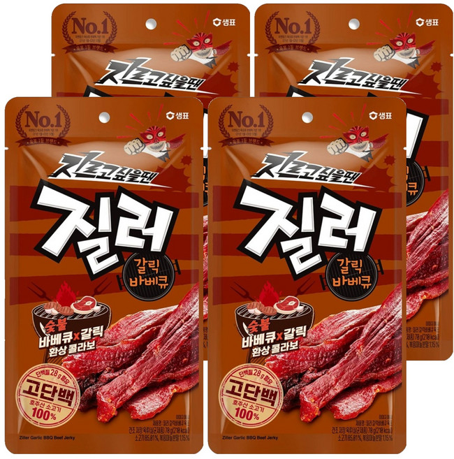 샘표 육포 질러 갈릭바베큐육포, 70g, 4개