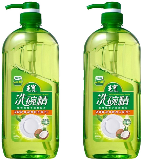 毛寶 椰子油洗碗精, 1000g, 2瓶