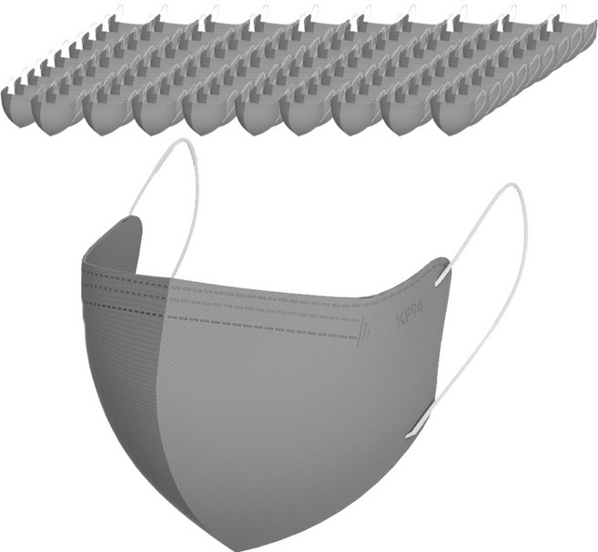 가드데이 KF94 새부리형 황사방역 컬러 마스크 대형, 연한회색, 1개, 100매입