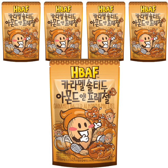 HBAF 焦糖鹹味杏仁與蝴蝶餅, 190g, 5個