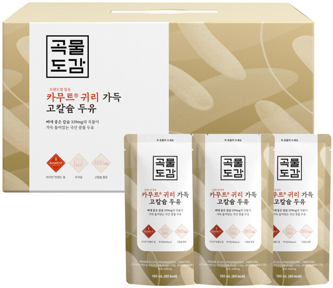 곡물도감 카무트 브랜드밀 함유 귀리 가득 고칼슘 두유, 180ml, 15개