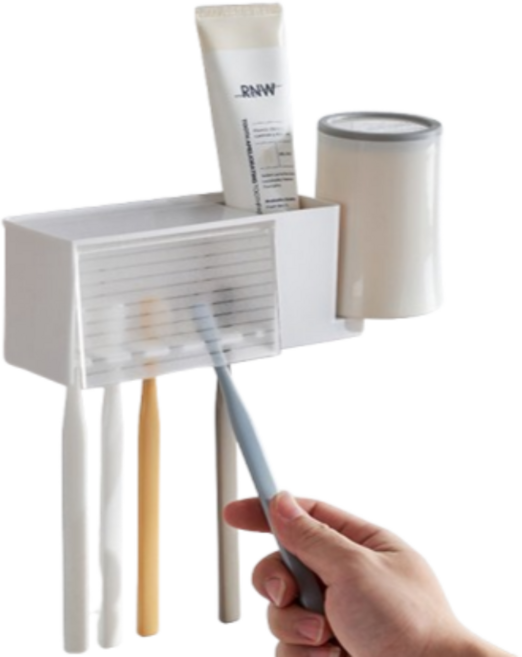 하이엉클 욕실 무타공 수납 칫솔꽂이, 화이트, 1개