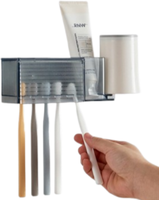 하이엉클 욕실 무타공 수납 칫솔꽂이, 그레이, 1개