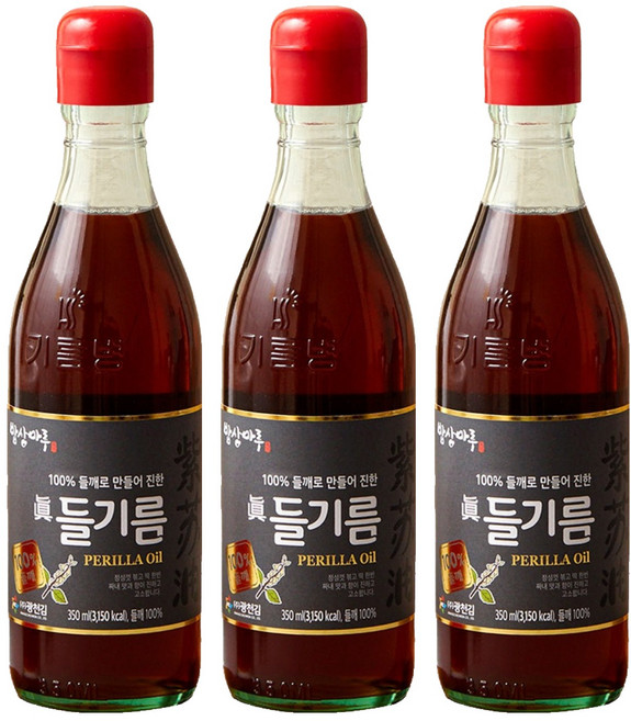 밥상마루 100% 들깨로 만들어 진한 들기름, 350ml, 3개