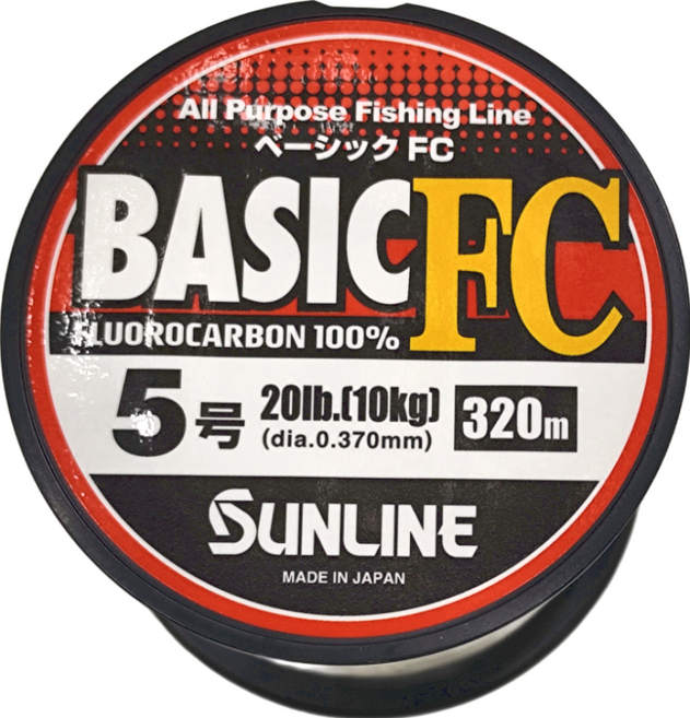 SUNLINE Basic FC 日本製 碳纖線 卡夢 下野正希 前導線 根魚 捲仔 磯釣 池釣 釣魚線 漁線 新版 5/20LB, 1個, transparent