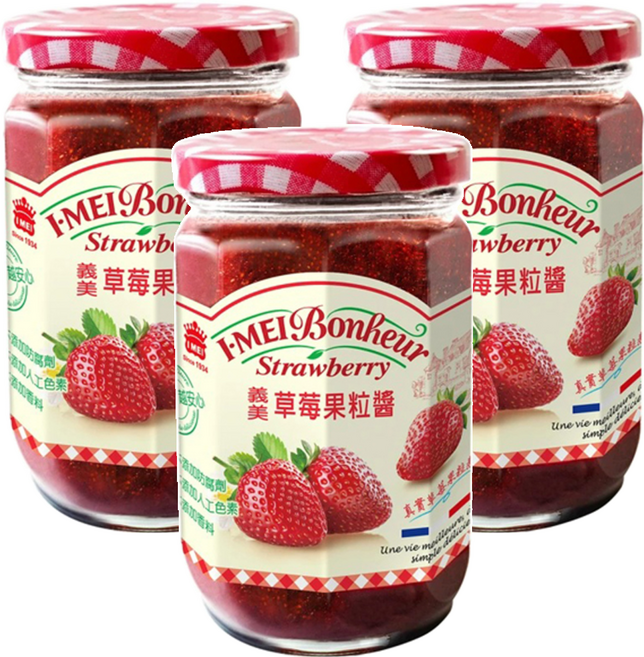 義美 草莓果粒醬, 300g, 3罐