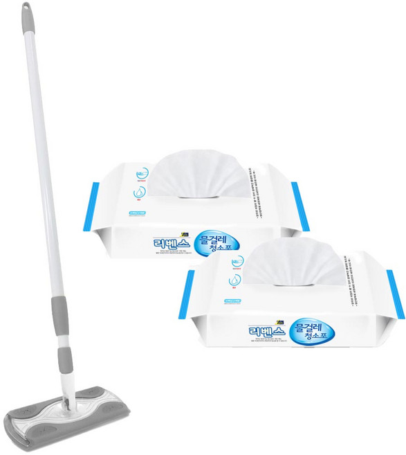 LIVENS 拖把組 拖把+拋棄式濕抹布 30張 x 2包, 1組