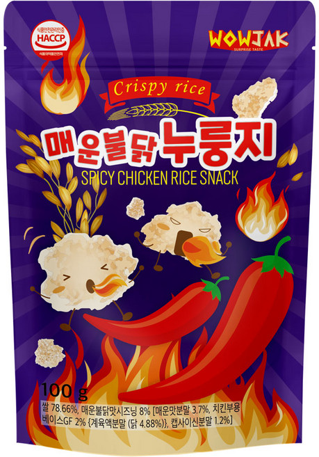 와우작 매운불닭 누룽지, 100g, 1개