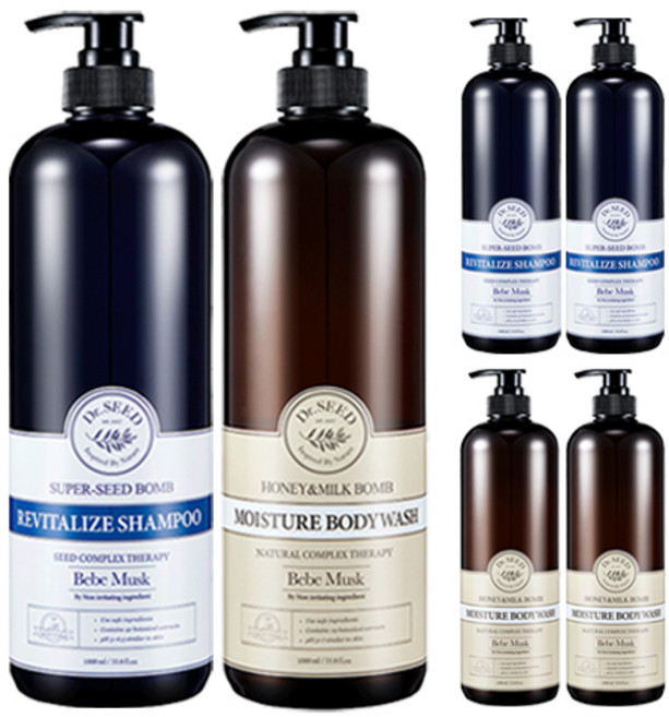 닥터시드 슈퍼시드밤 샴푸 1L + 바디워시 1L 세트 베베머스크, 3개