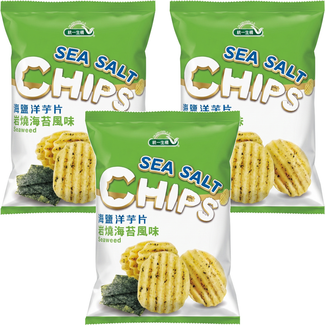 統一生機 海鹽洋芋片 岩燒海苔風味, 50g, 3包
