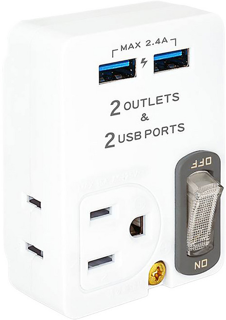 Dr.AV 聖岡科技 2USB + 2插節能分接插座 2.4A最大輸出 雙USB可同時充電, 白色, 1個, 5.5cm